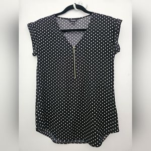 Express 1/4 zip cap sleeve blouse